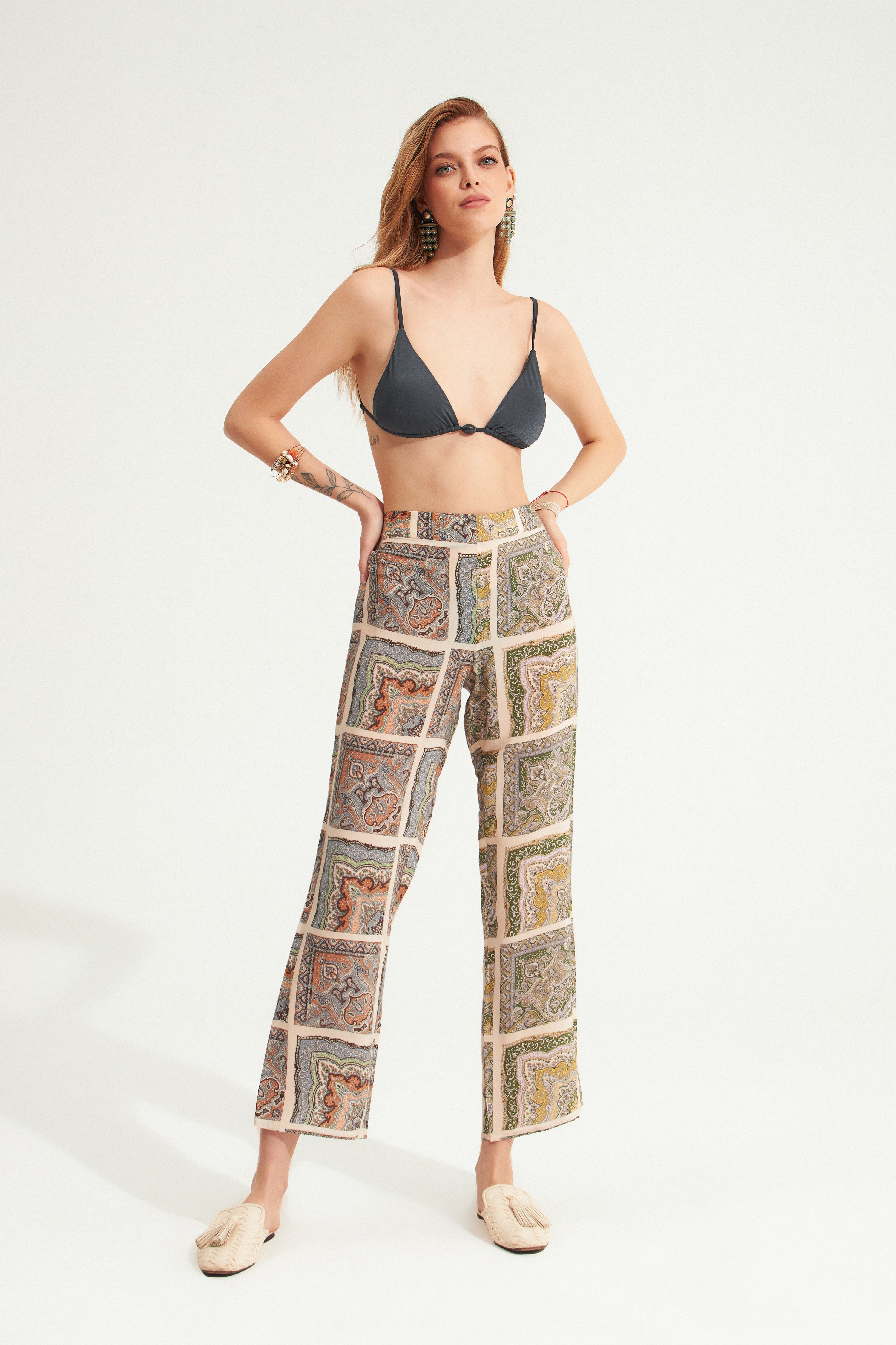 Zoya Vegan İpek Plaj Pantolonu Cream