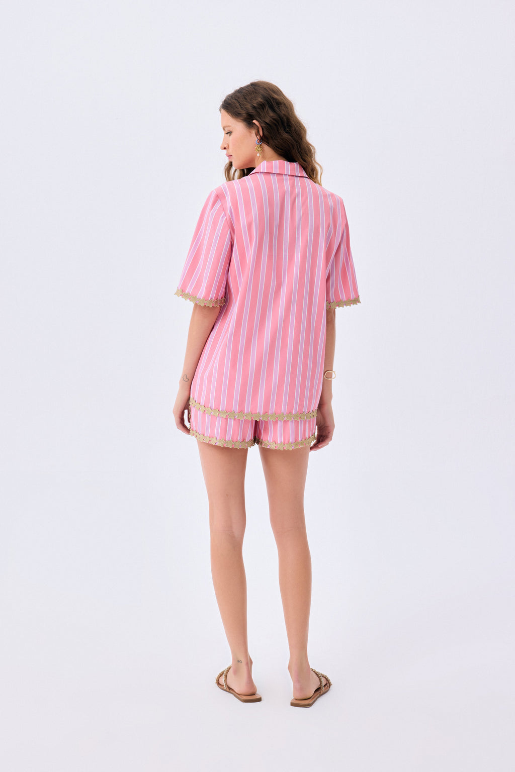 Shirt Guava Star Çizgili Pamuk Karışımlı