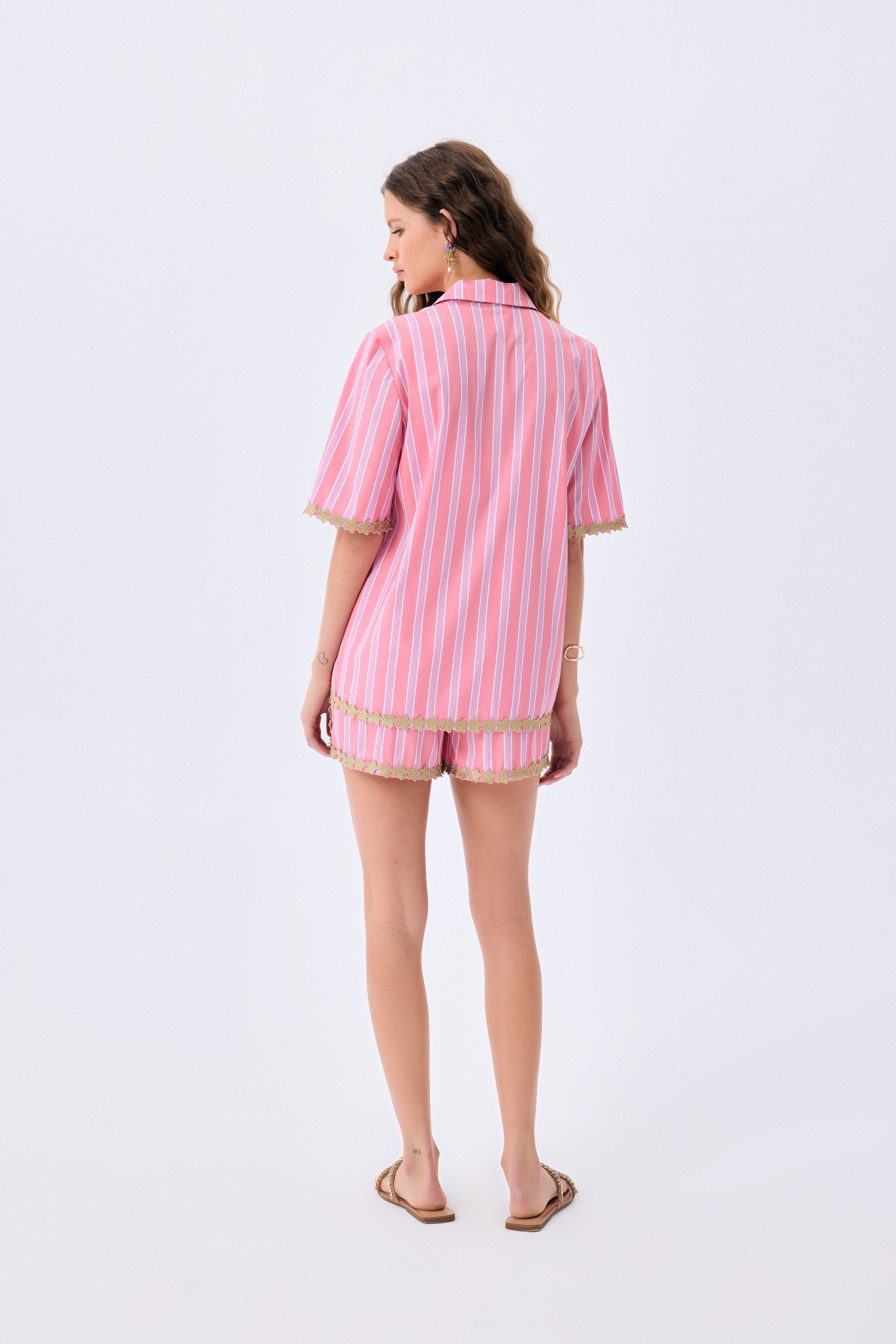 Shirt Guava Star Çizgili Pamuk Karışımlı