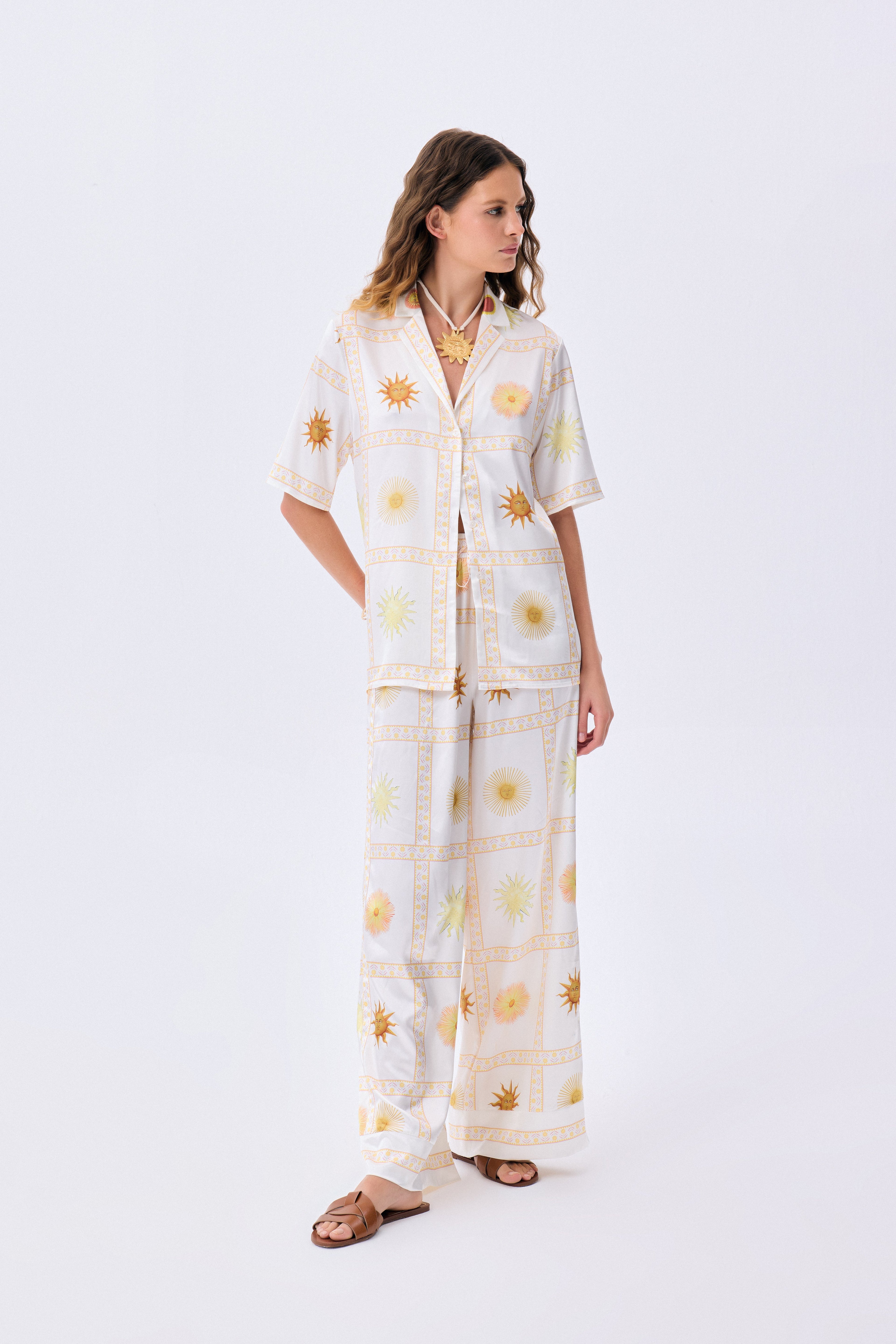 Trousers Visions of the Sun Baskılı İpek Twill