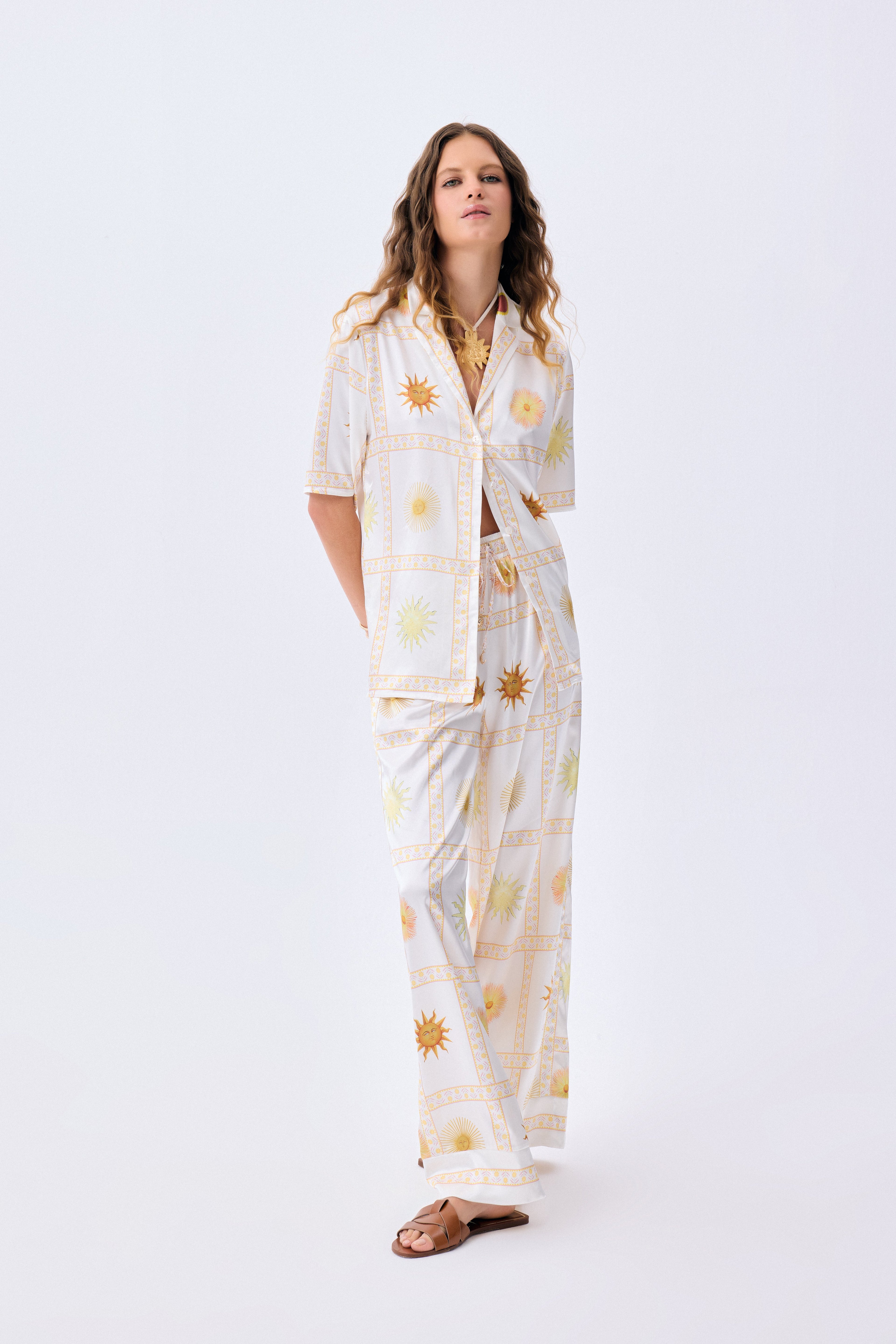 Shirt Visions of the Sun Baskılı İpek Twill