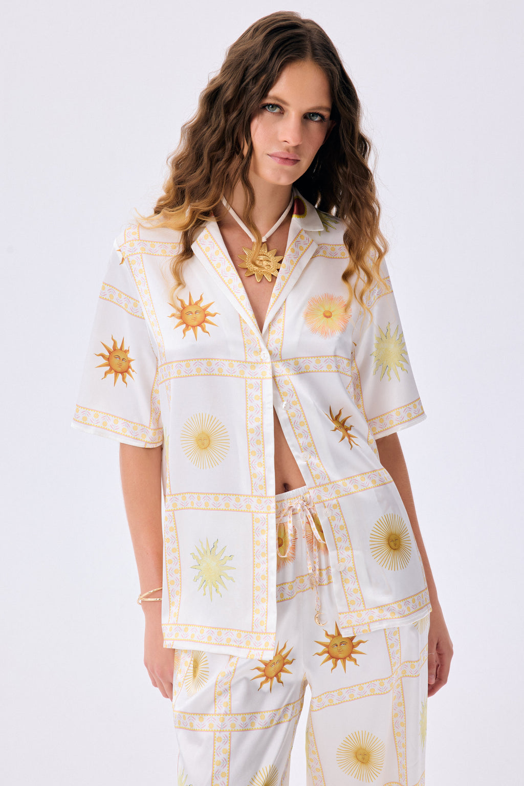 Shirt Visions of the Sun Baskılı İpek Twill