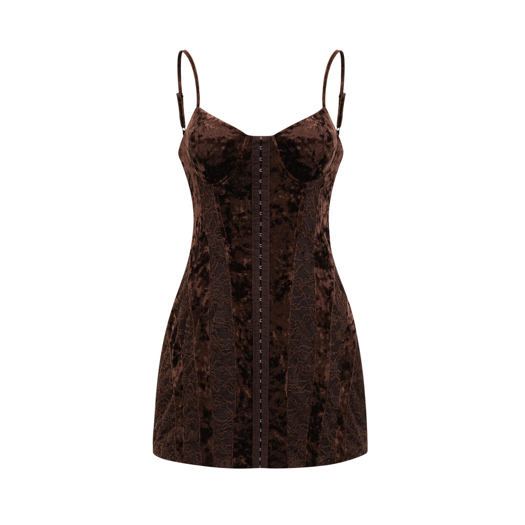 Fleur kadife mini elbise