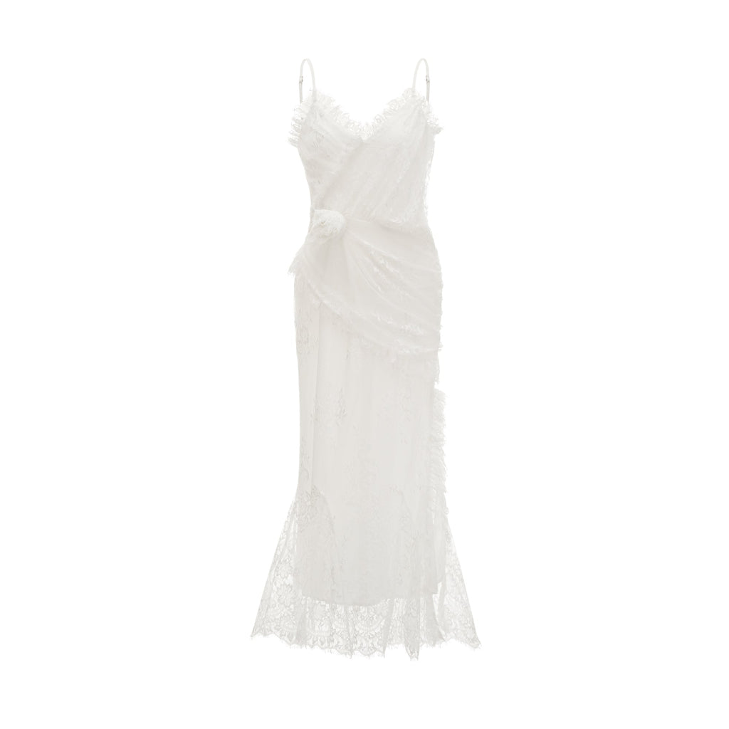 Larelle dantel midi elbise