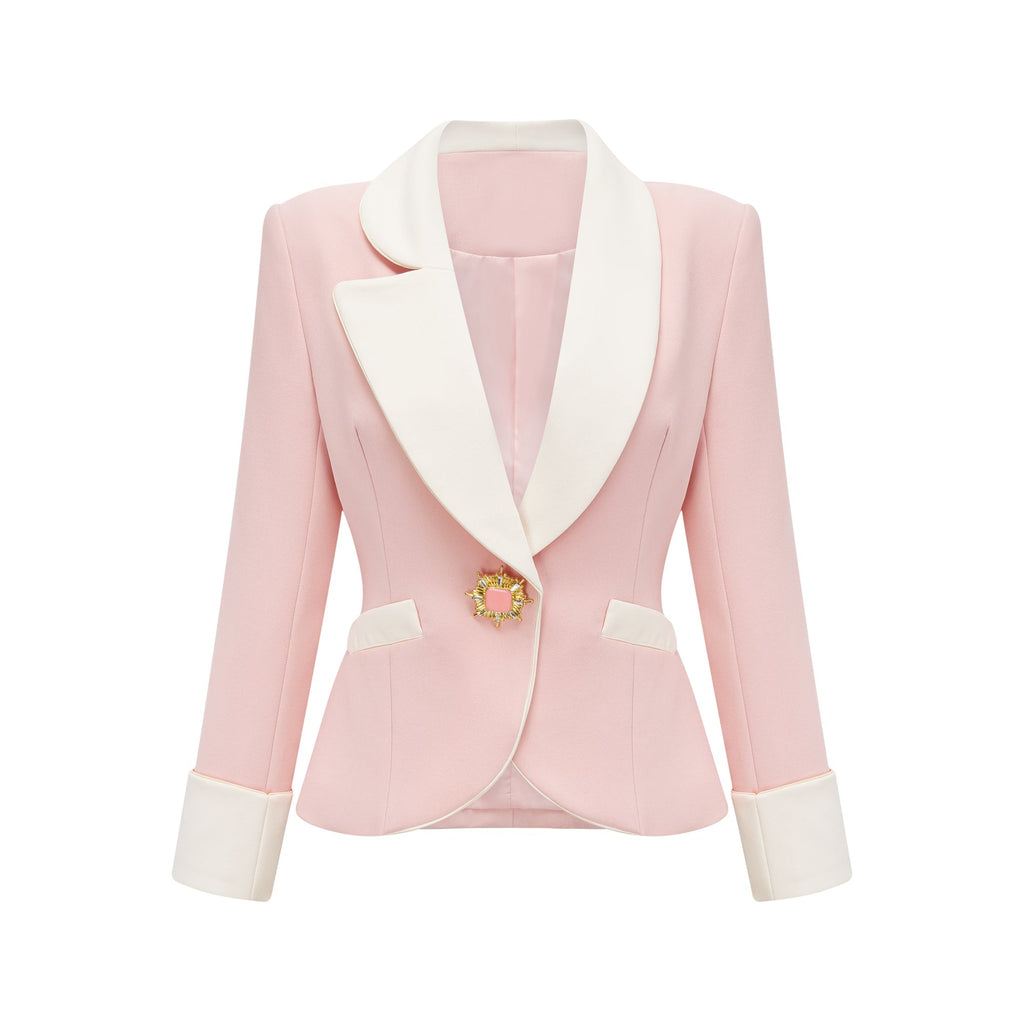 Claretta Renk Bloklu Blazer Ve Pantolon Uyumlu Takım