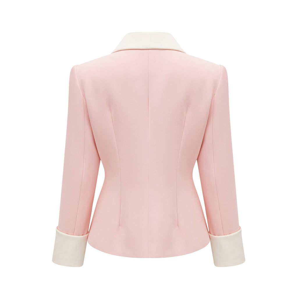 Claretta Renk Bloklu Blazer Ve Pantolon Uyumlu Takım