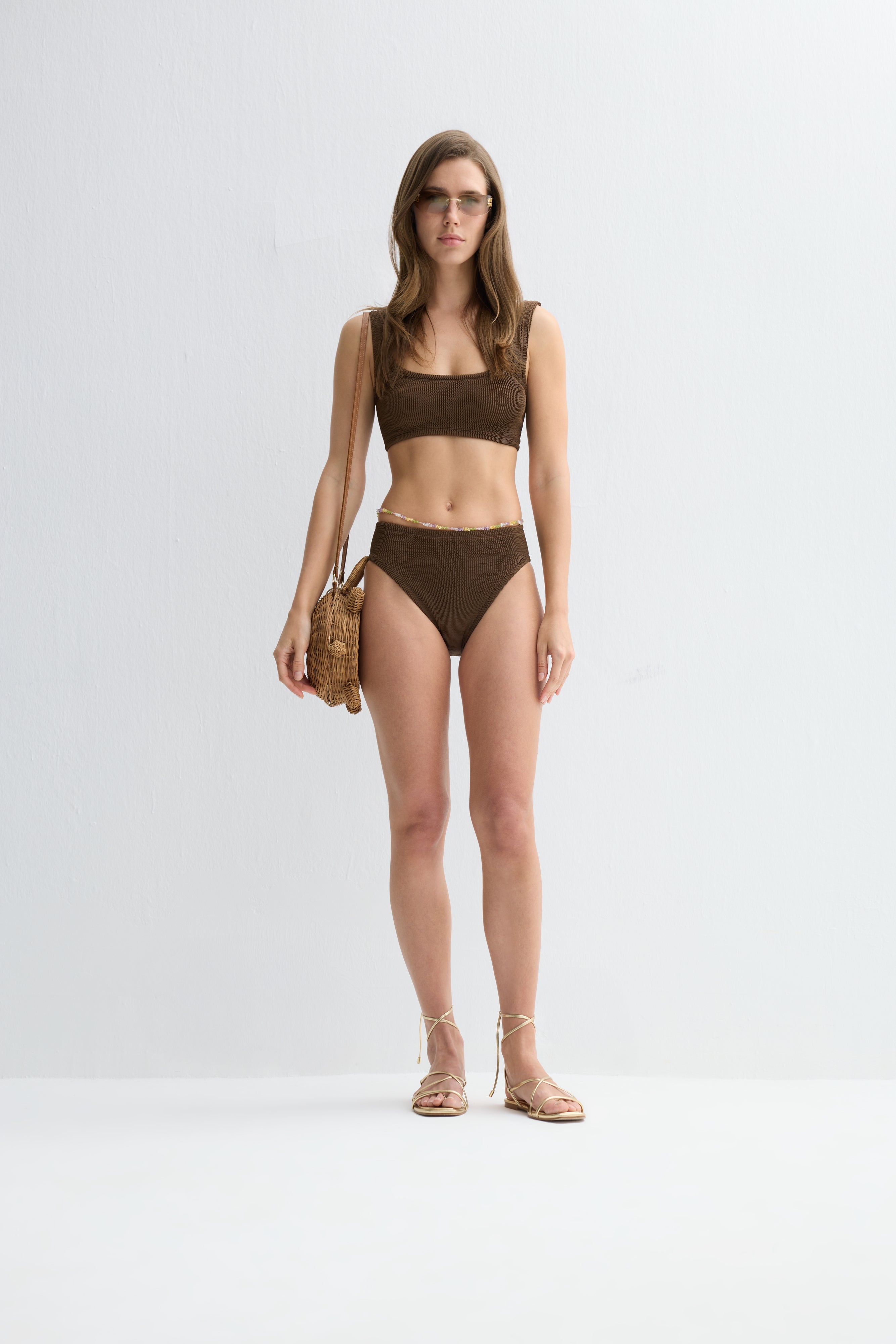 Sofi Crinkle Atlet Bikini Takımı Kahverengi
