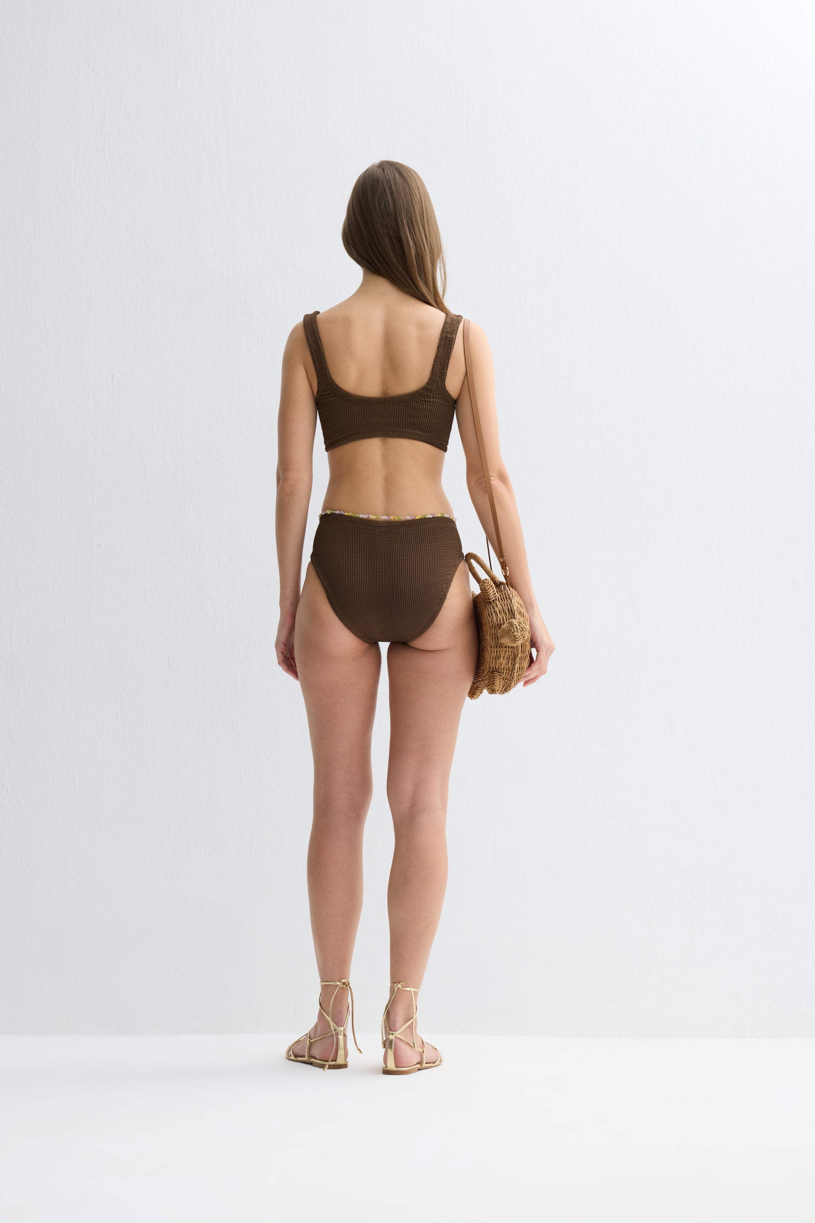 Sofi Crinkle Atlet Bikini Takımı Kahverengi