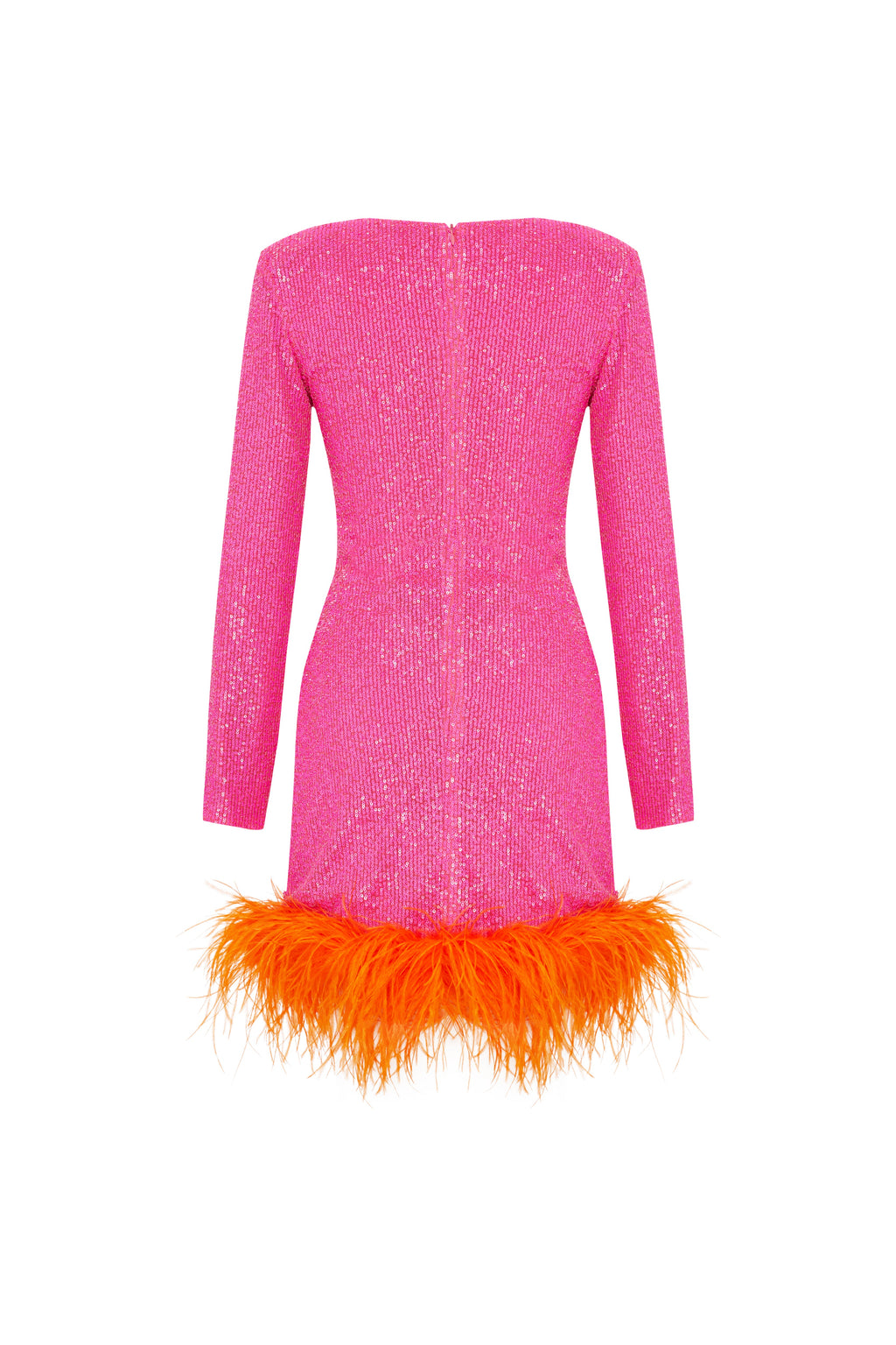 Myriam Sequin Dress With Feather Embellishment In Berry