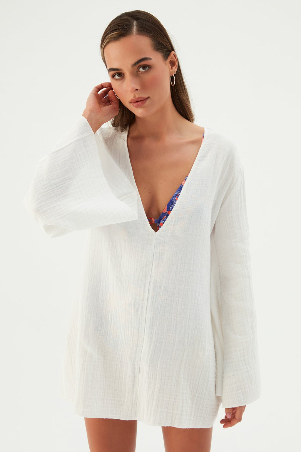 Elle Cotton Gauze Mini Elbise Beyaz