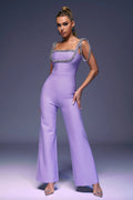 Jane Kare Yaka Kristal İşlemeli Tulum