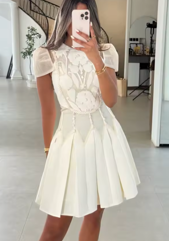 Rosalie İşlemeli Mini Elbise