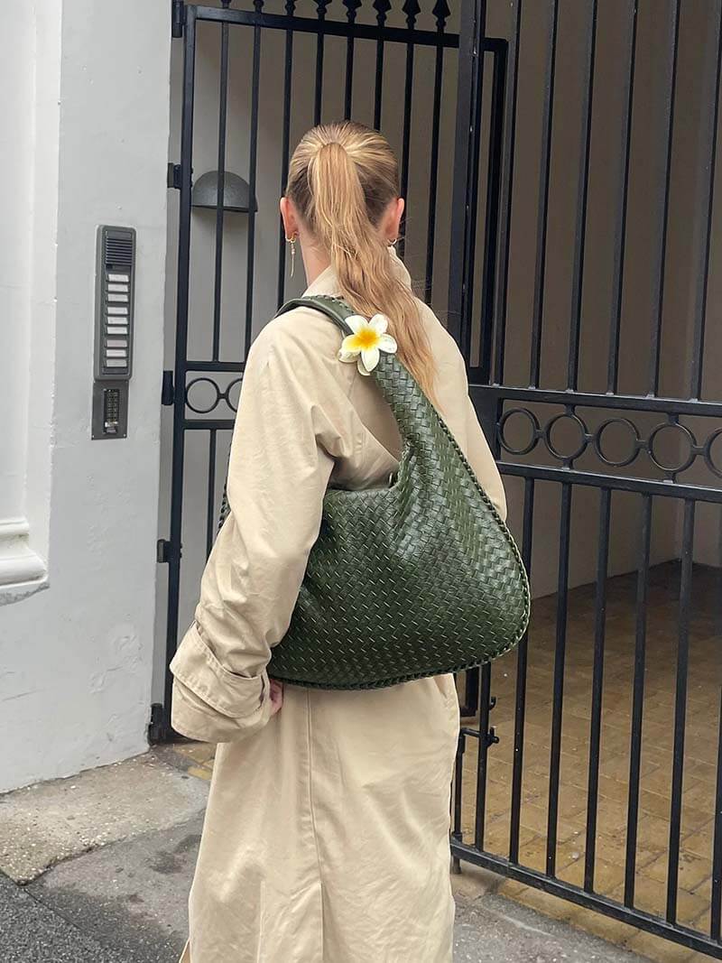 Woven Büyük Boy Vegan Deri Çanta