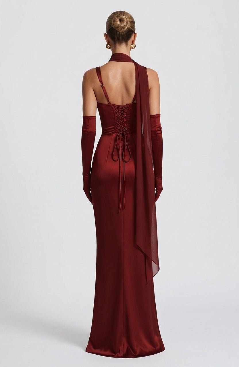 Calanthe Maxi Elbise -Bordo