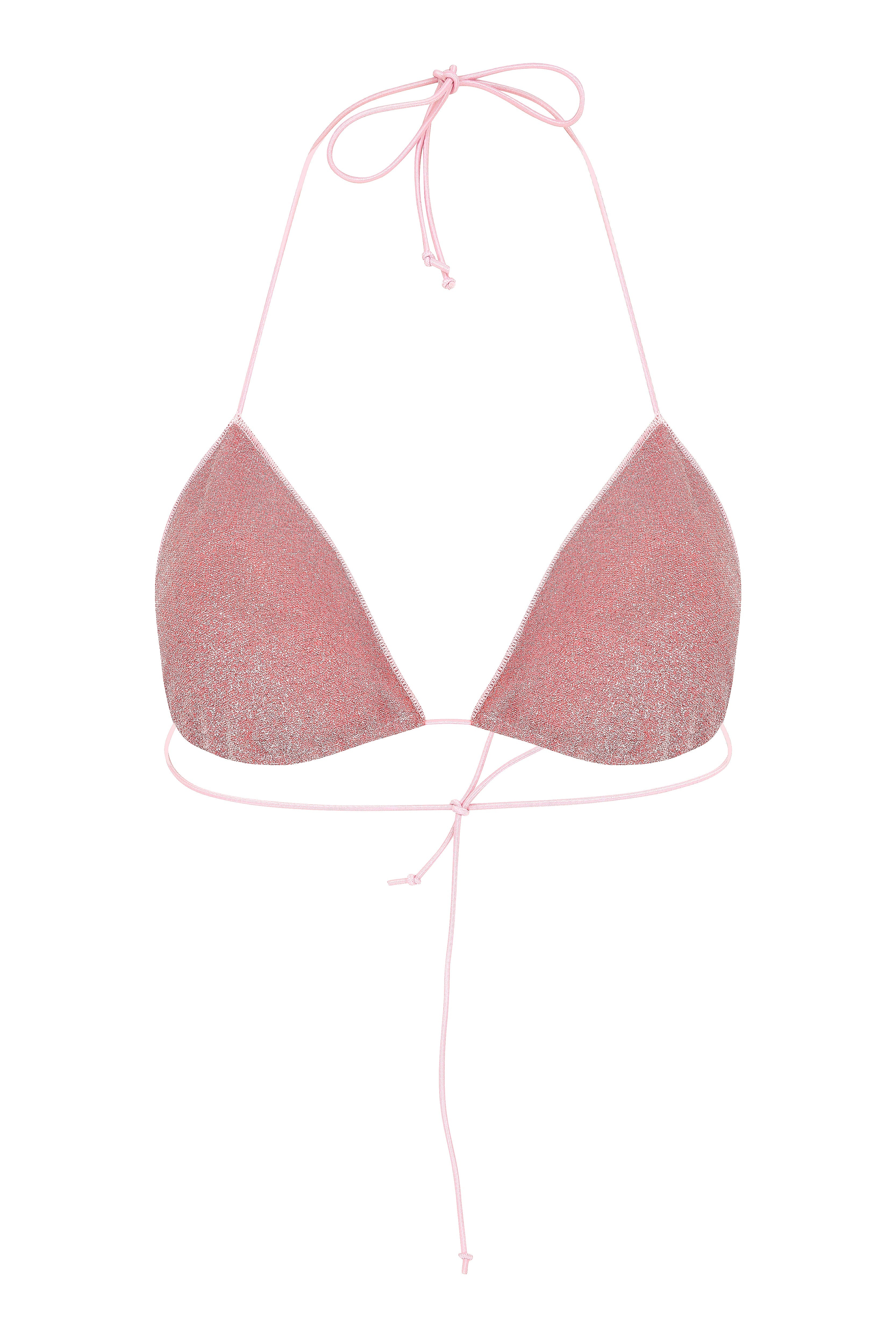 Avila Simli Dokulu Üçgen Bikini Üstü Pembe