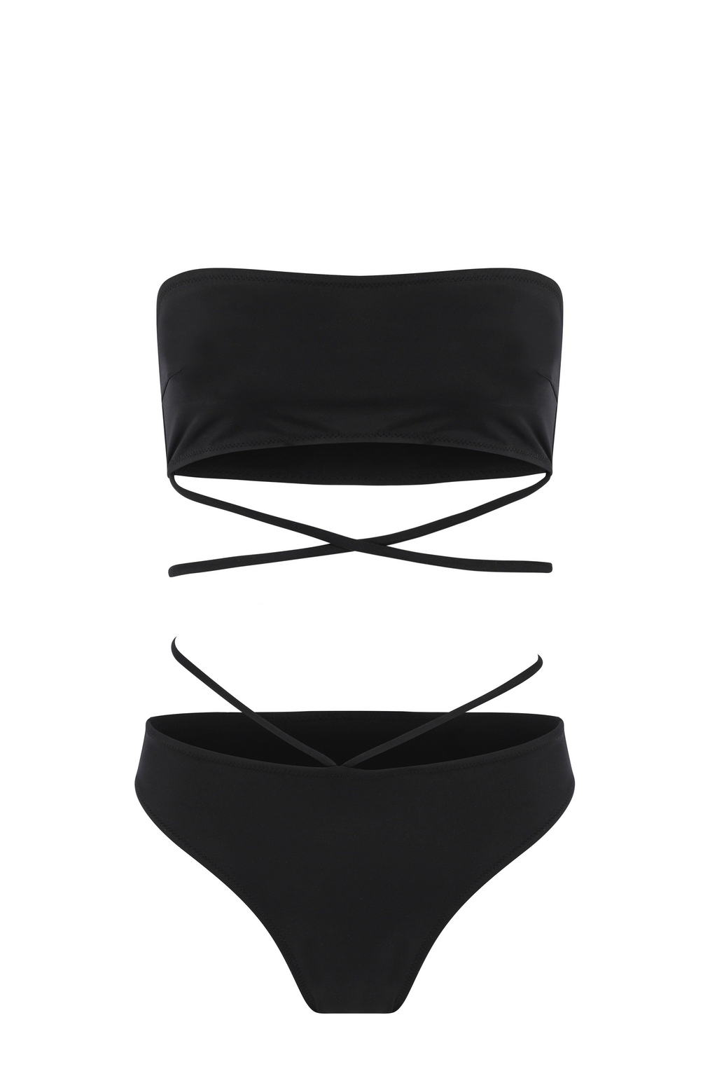 It's Gonna Be May Belden Bağlamalı Straplez Bikini Takımı Siyah