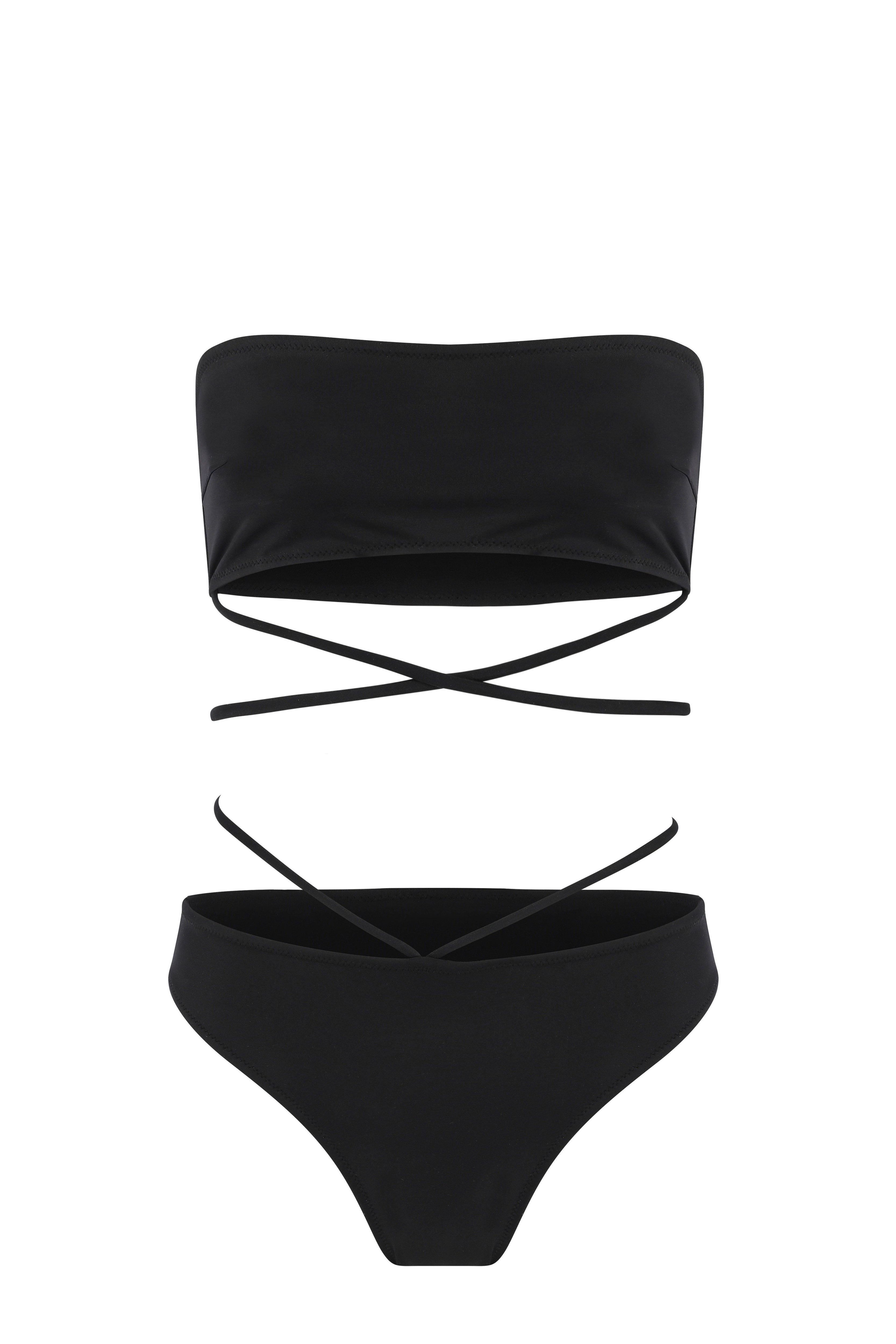It's Gonna Be May Belden Bağlamalı Straplez Bikini Takımı Siyah