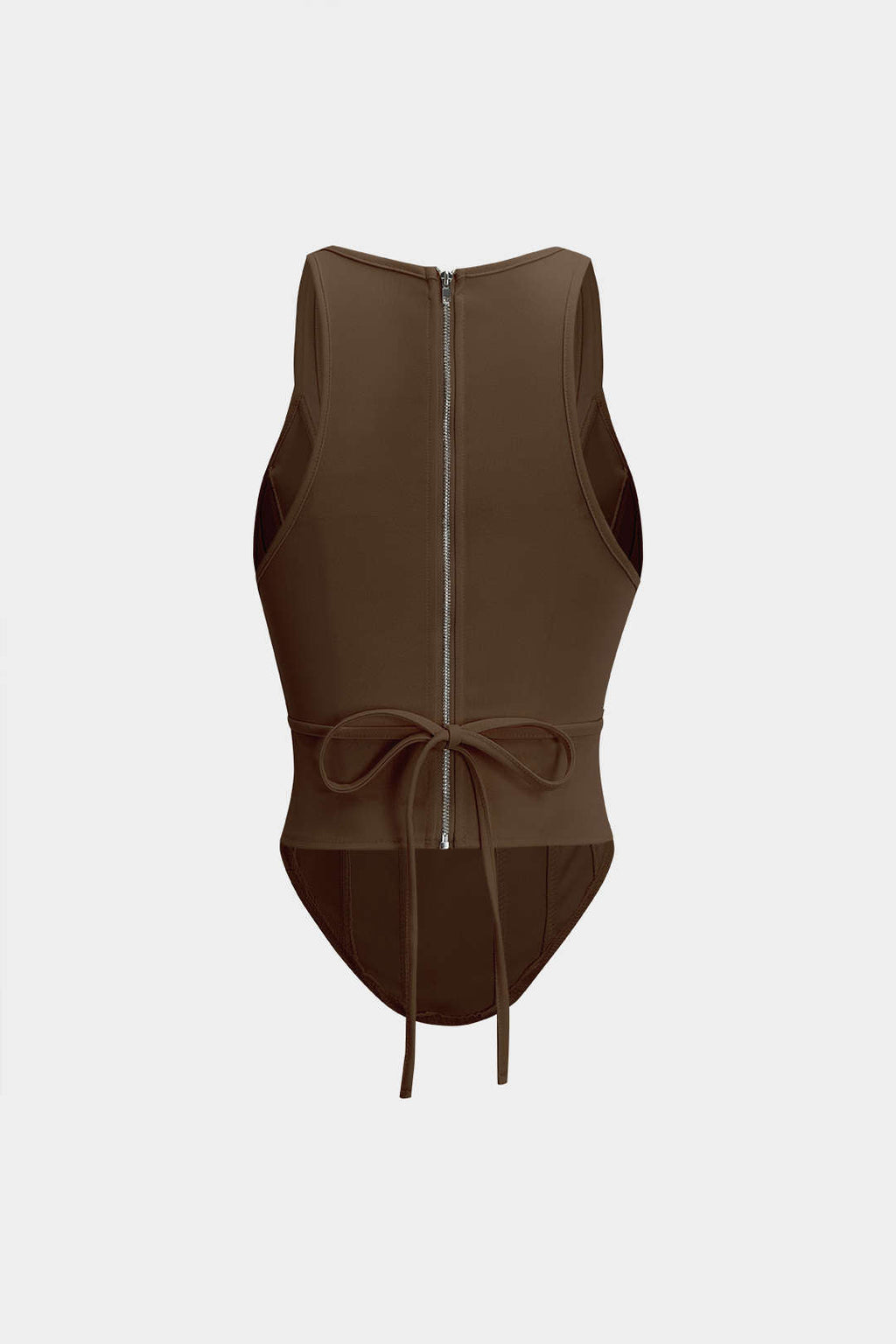 Fermuarlı Bağlamalı Korseli Bel Tank Top