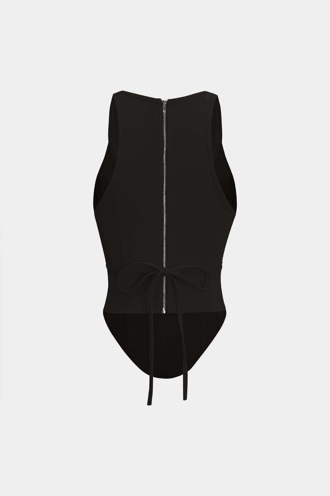 Fermuarlı Bağlamalı Korseli Bel Tank Top