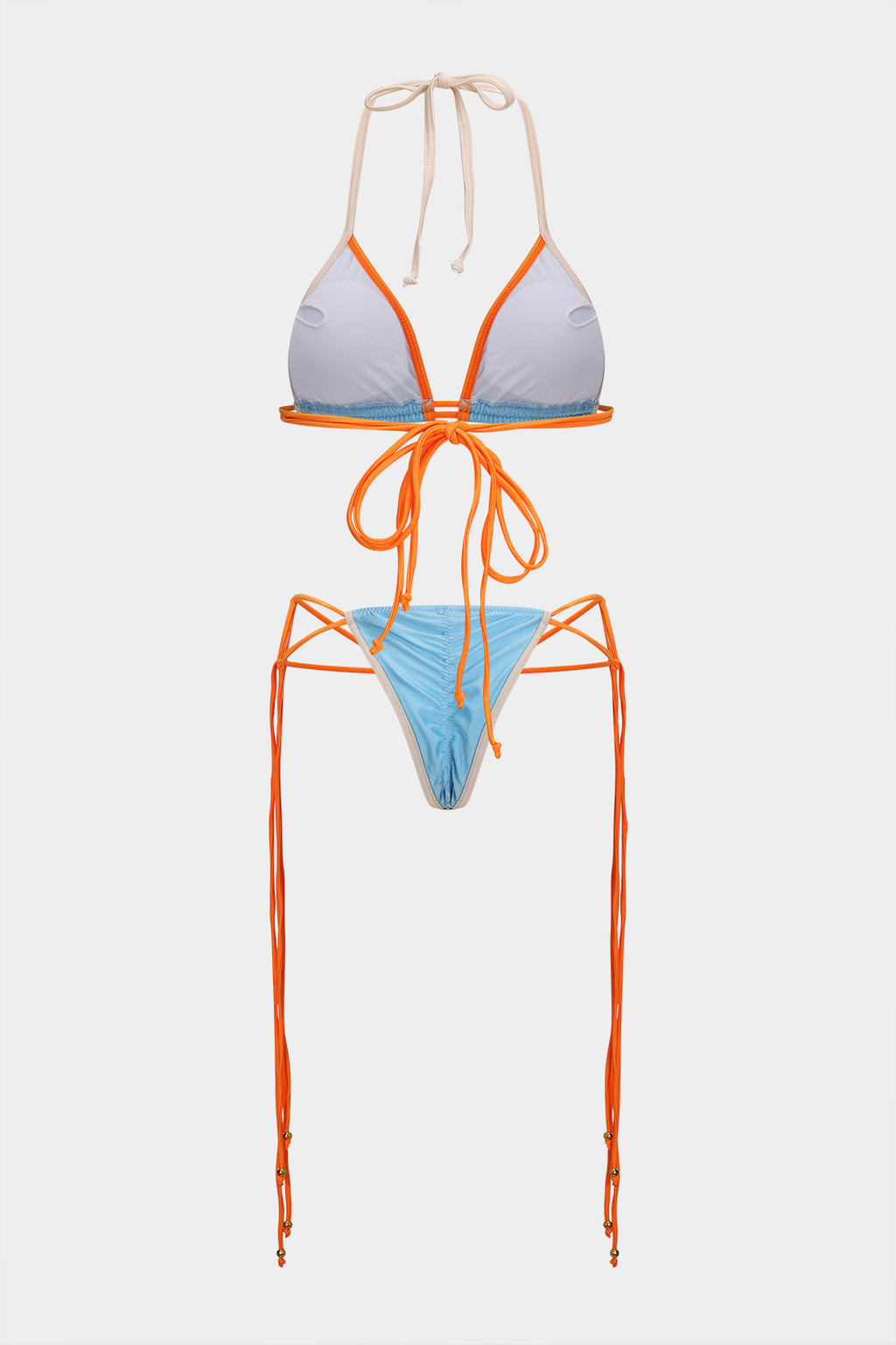 Kontrast Büzgülü Bağlamalı Bikini Takımı