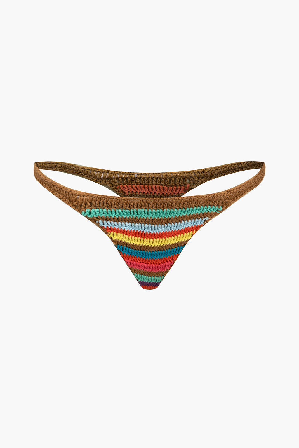 Gökkuşağı Desenli Şeritli Tığ İşi Bikini Takımı