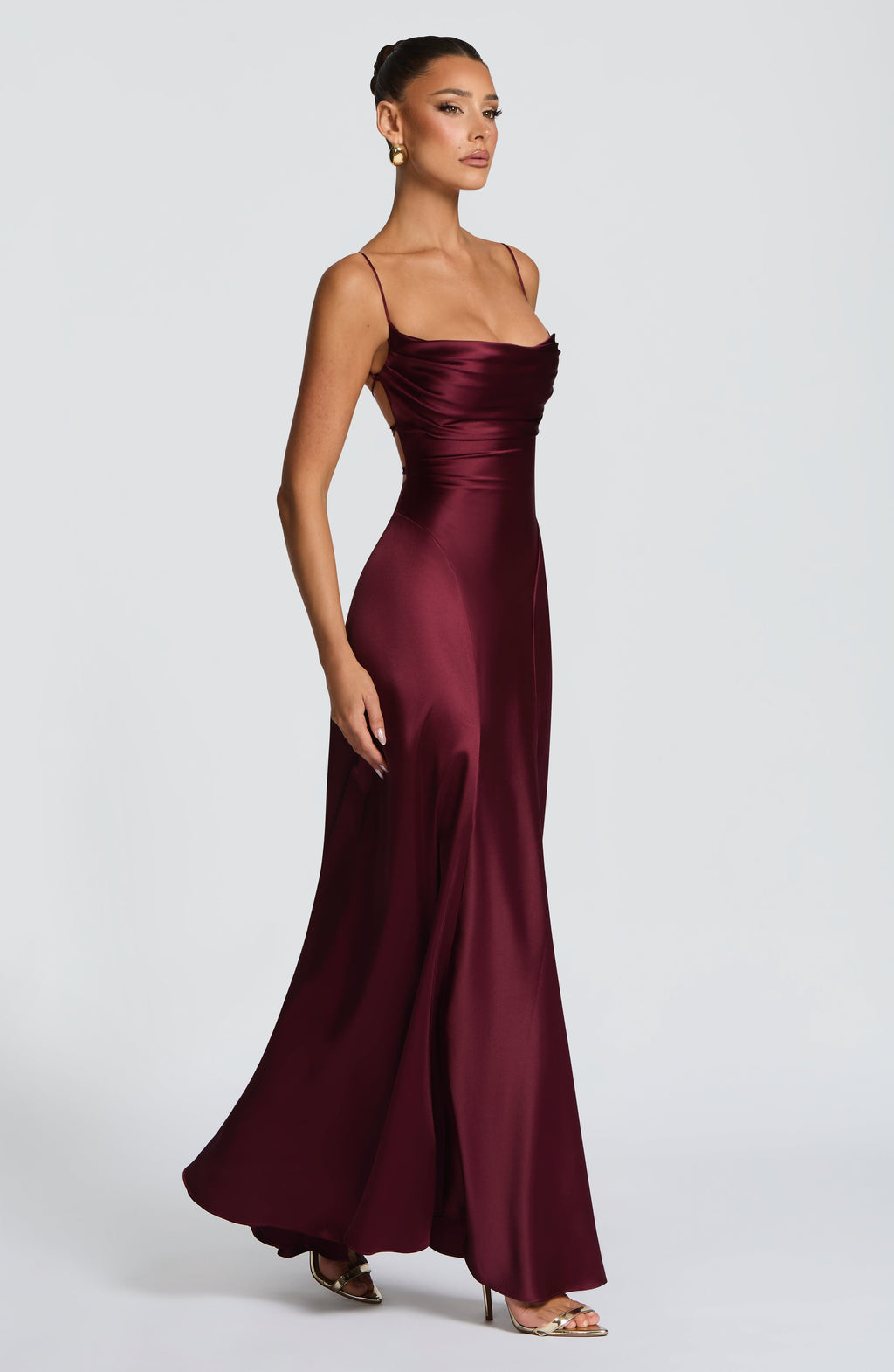 Adelina Maxi Elbise - Kiraz Rengi