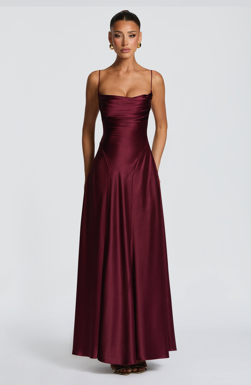 Adelina Maxi Elbise - Kiraz Rengi