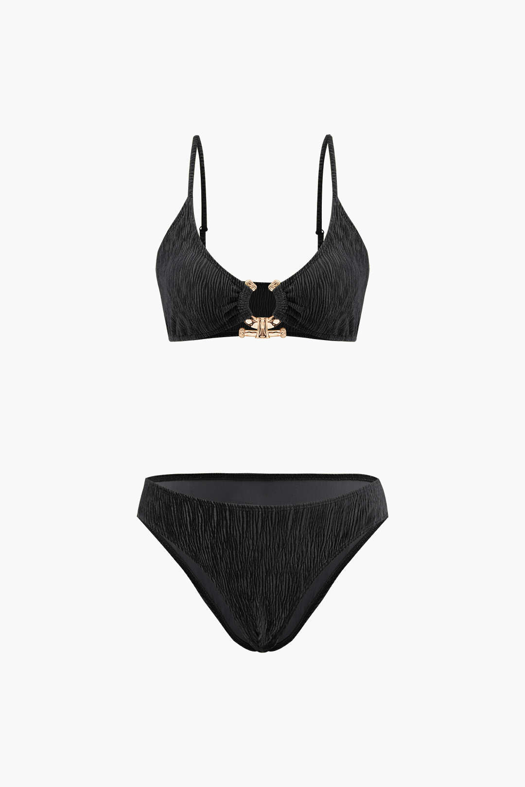 Kadife Dokulu Bikini ve Mayo Eteği Pareo Takım