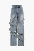 Patchwork Düğme Detaylı Jean