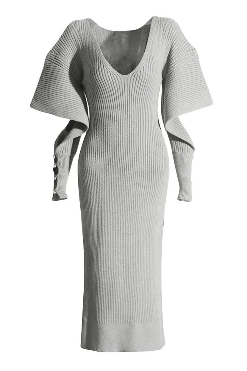 Alberta Cut-Out Batwing Kol Midi Triko Elbise