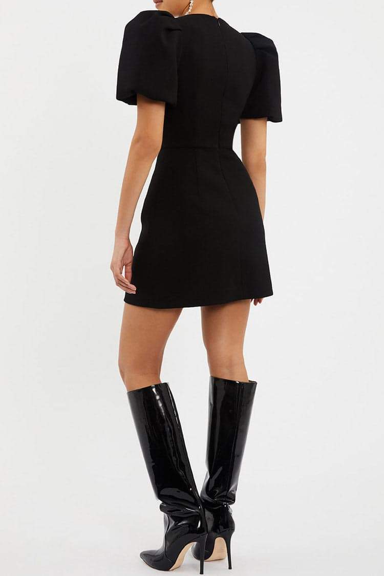 Puf Kol Cut-Out Mini Elbise