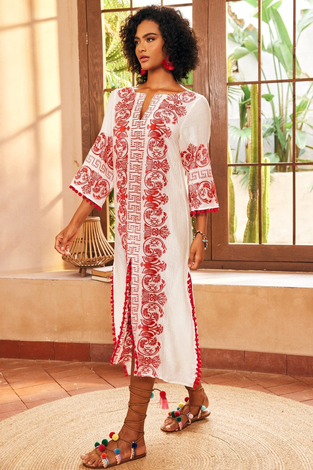 Antonia İşlemeli Slip Midi Elbise