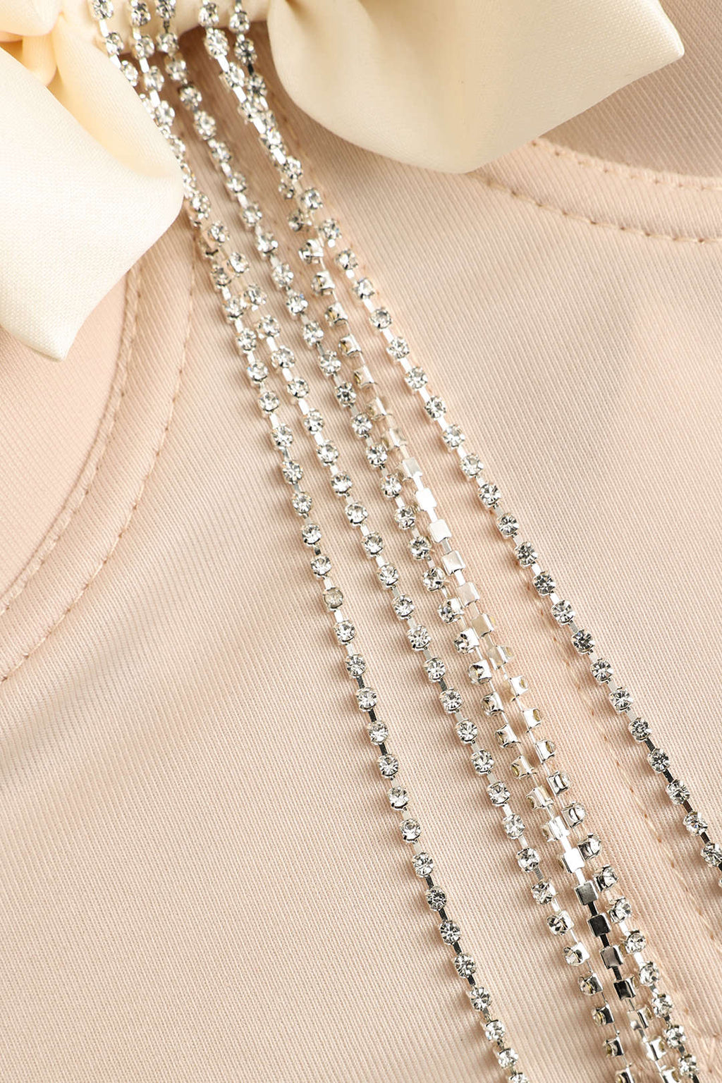 Rhinestone Püsküllü Fiyonk Zincir Korsaj Büstiyer Atlet