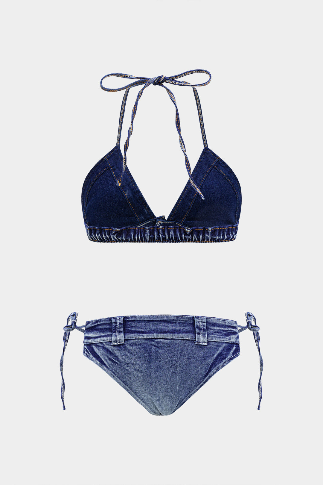 Kot Görünümlü Bağlamalı Bikini Takımı