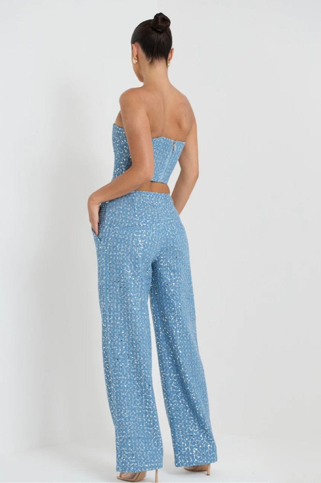 Belinda Payetler Denim Pantolon Takım