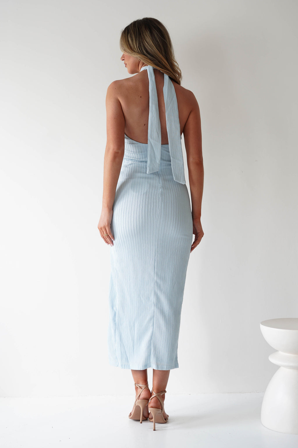 Bernice Ribbed Midaxi Elbise | Açık Mavi