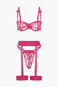 Dantel Nakışlı Bustier Kemerli Lingerie Garter Seti