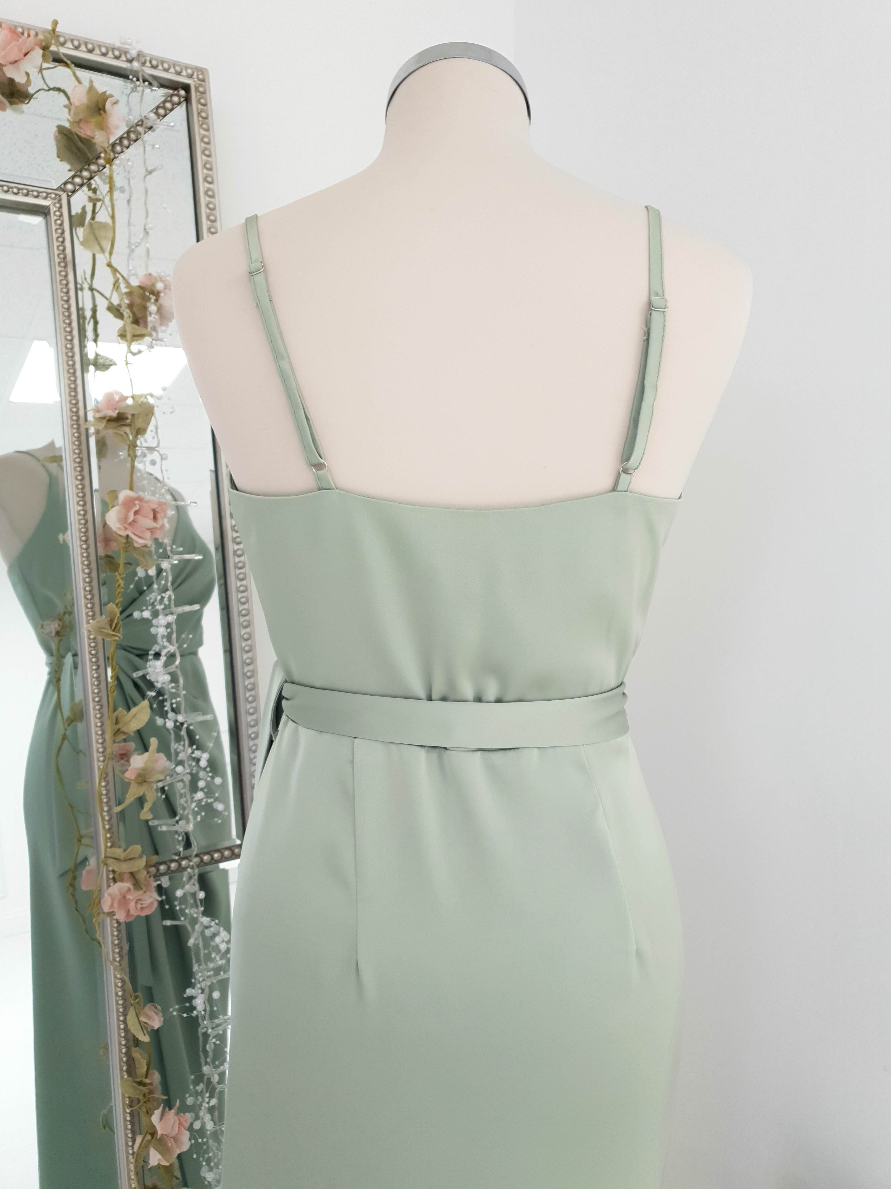 Carrie Midi Wrap Elbise | Adaçayı Yeşili