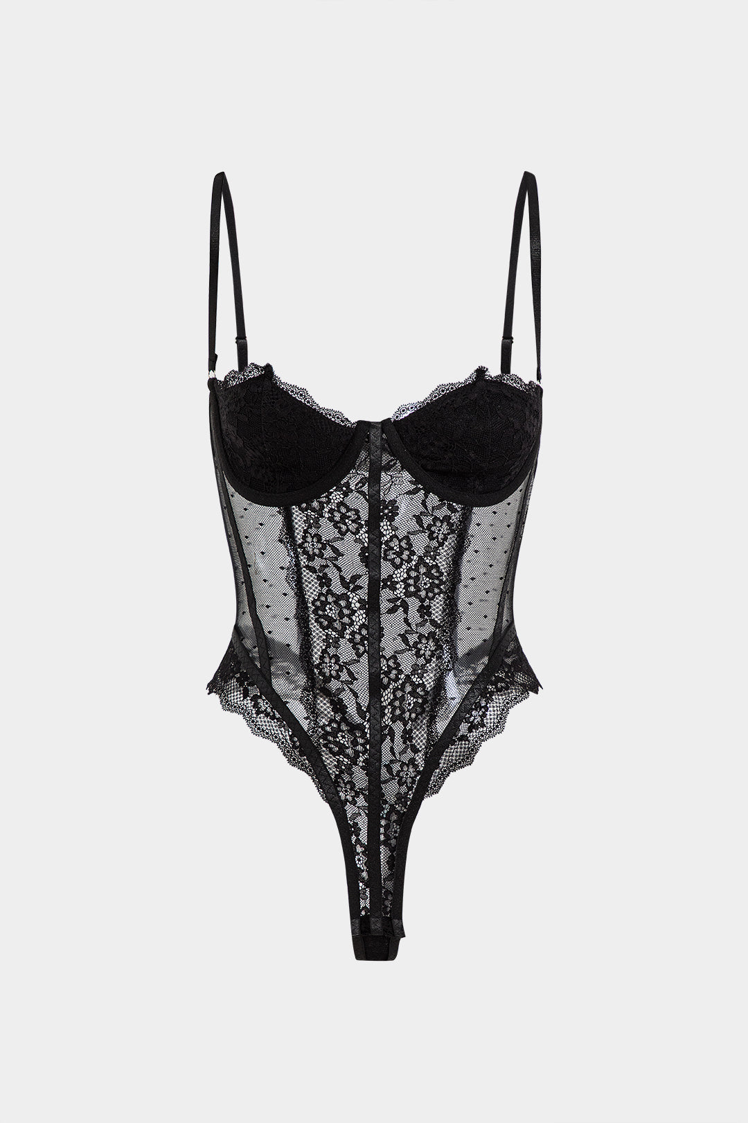 Dantel Sırt Açık Bustiyer Korsaj Askılı Bodysuit
