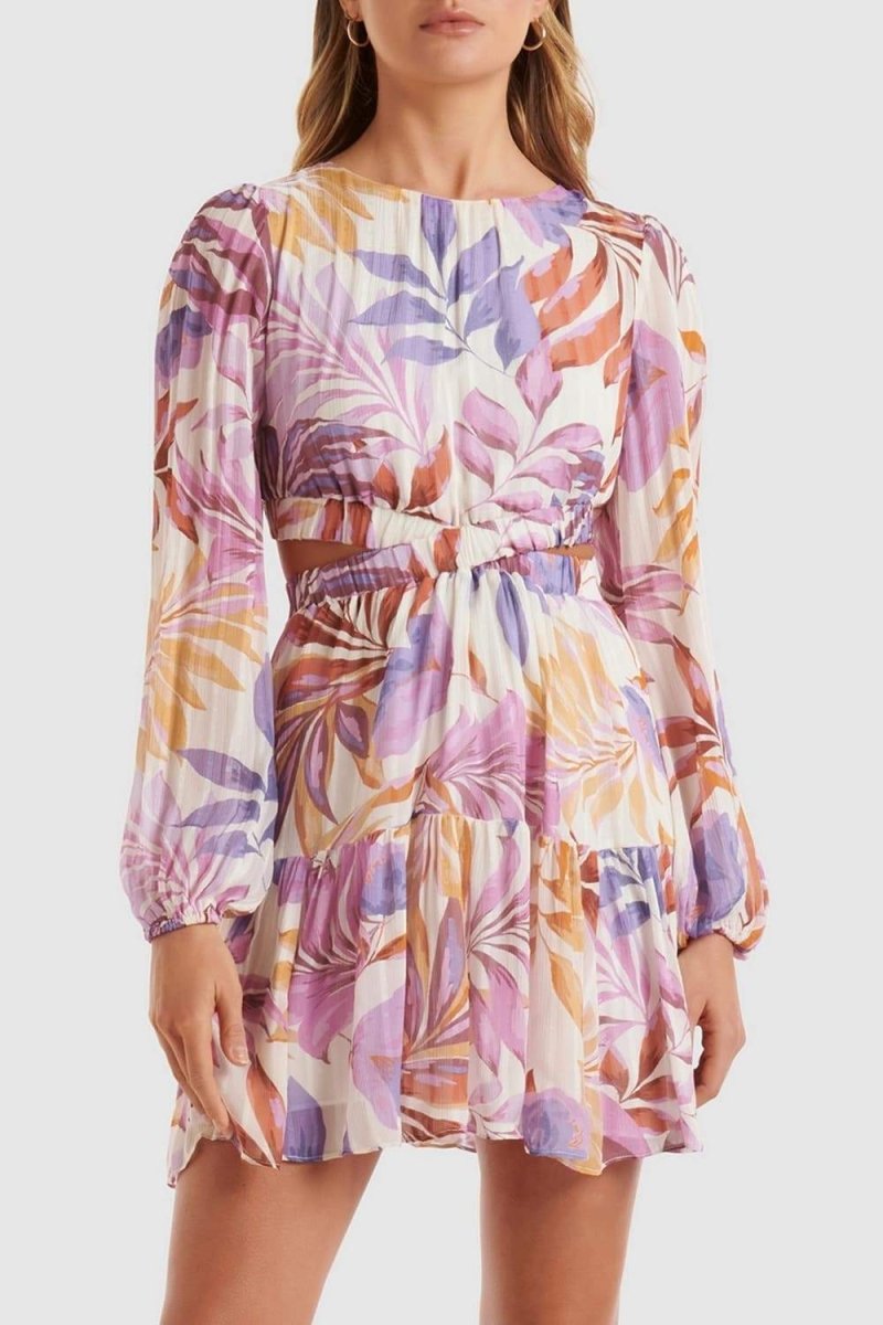 Cecilia Baskılı Cut-Out Mini Elbise