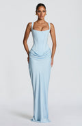 Cornelia Maxi Elbise - Bebek Mavisi