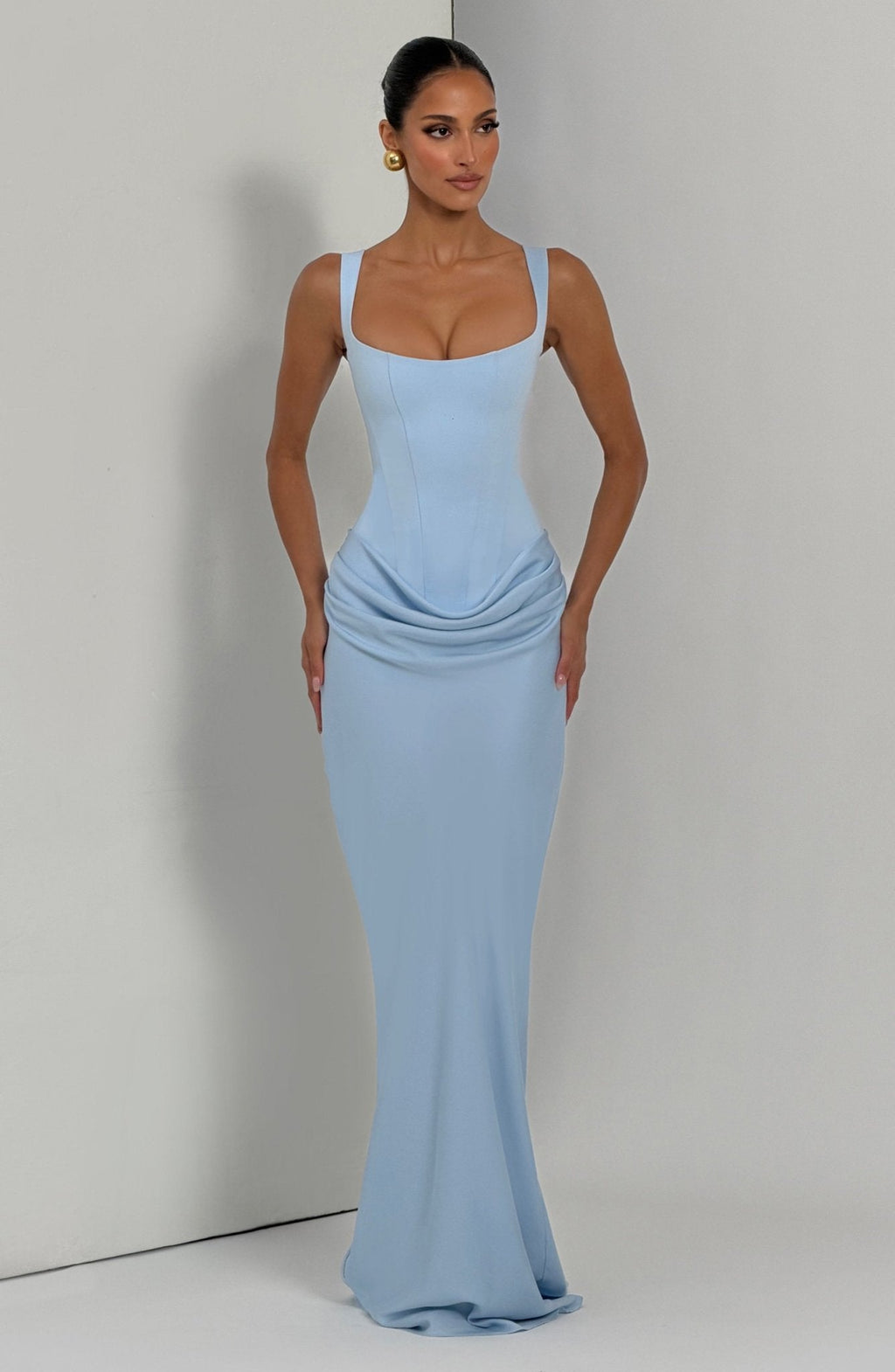 Cornelia Maxi Elbise - Bebek Mavisi
