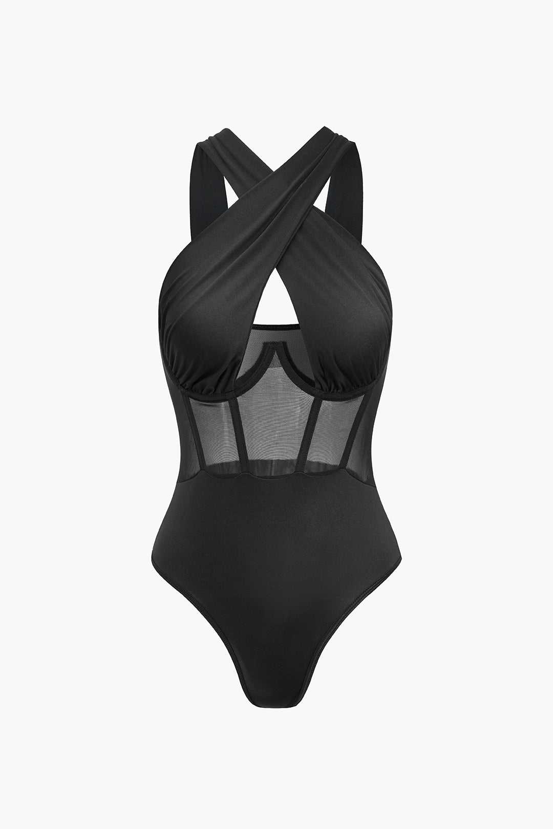 Sheer Mesh Patchwork Korse