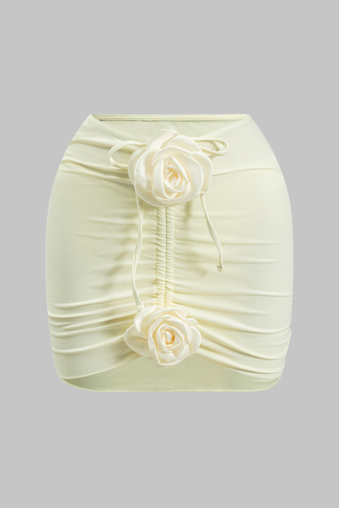 3D Çiçekli Büzgülü Bikini ve Mayo Eteği Pareo Takım