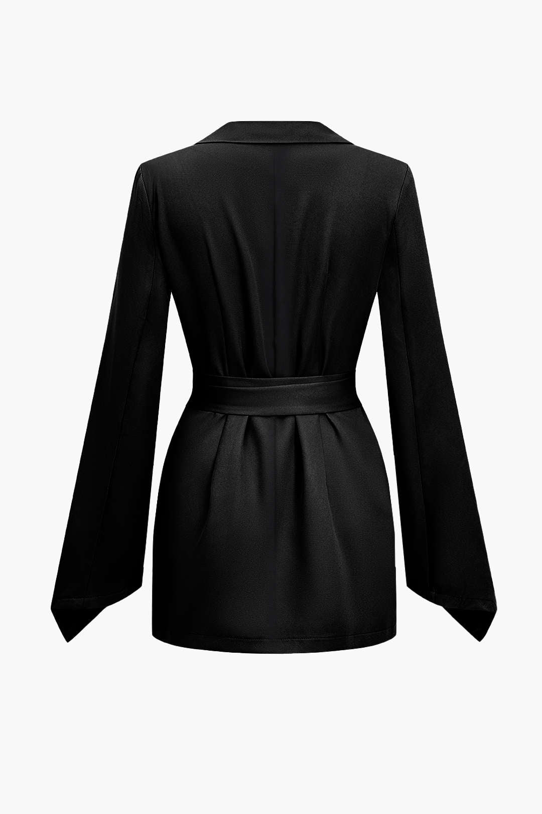 Basic Katı Çentikli Yaka Kuşaklı Blazer
