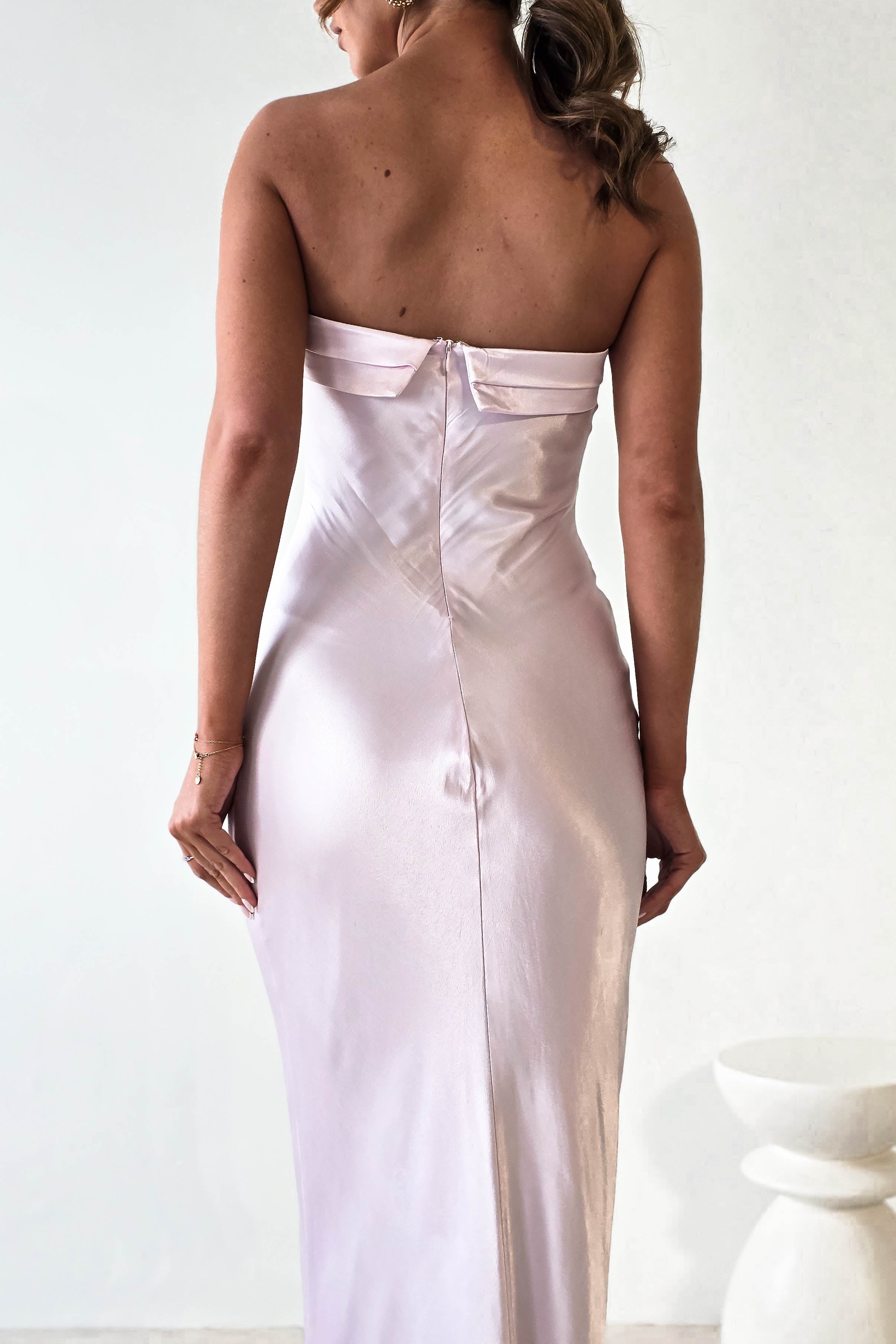 Lucia Soft Satin Slip Midi Elbise | Pastel Pembe