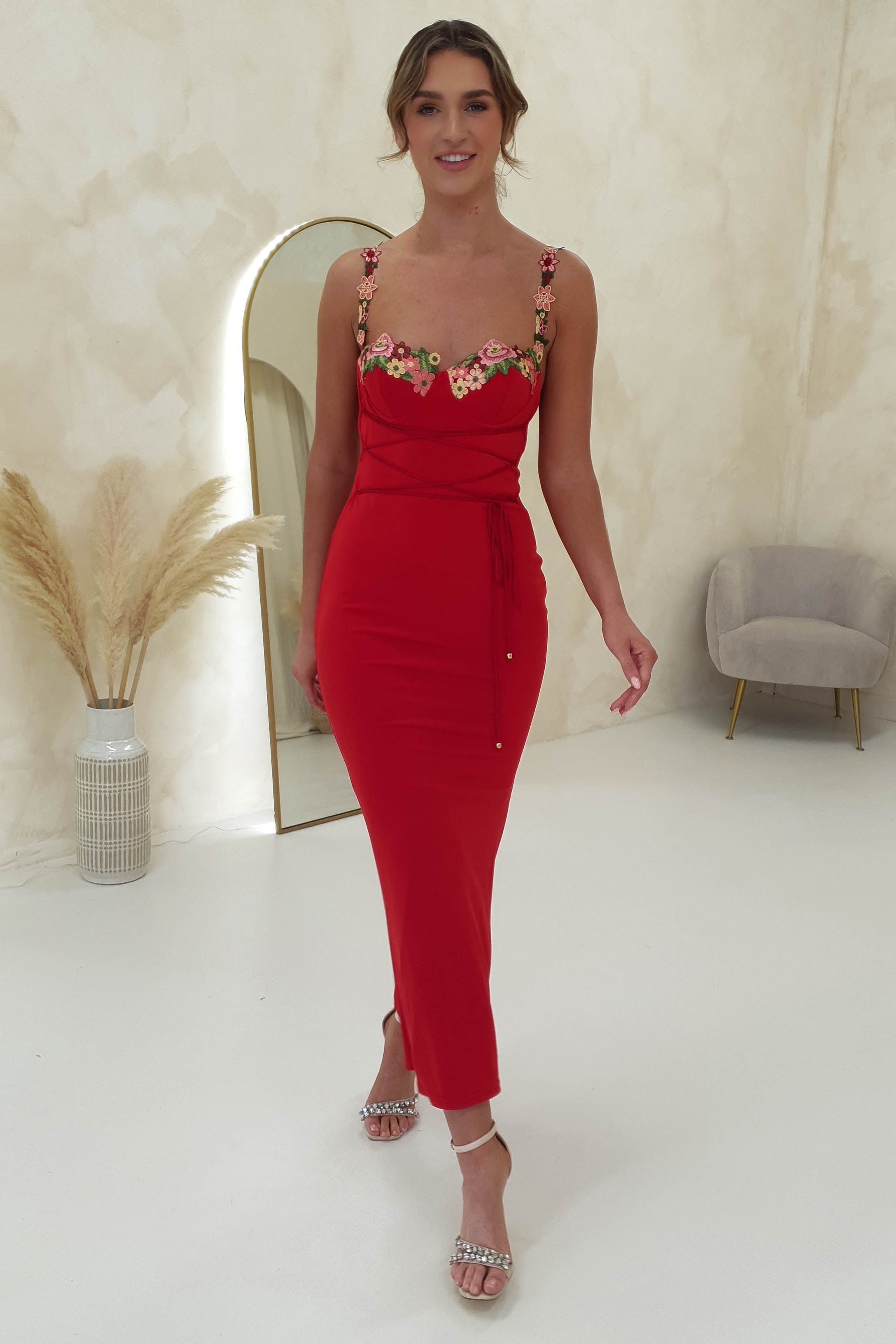 Rowan Bodycon Maxi Elbise | Kırmızı