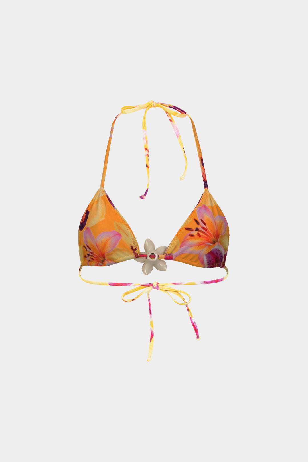 Çiçek Desenli 3D Çiçek Bağlamalı Bikini Üstü