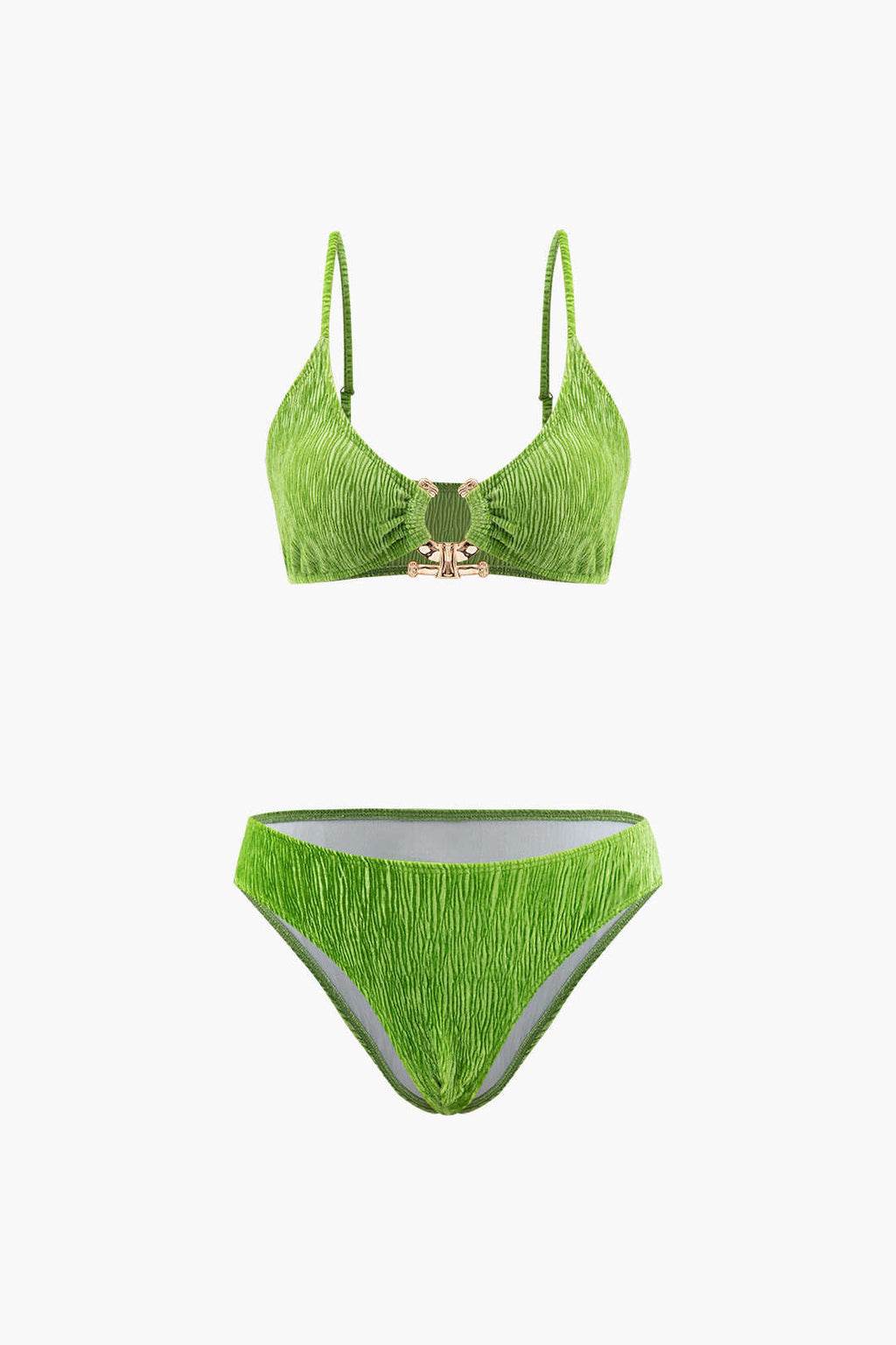 Kadife Dokulu Bikini ve Mayo Eteği Pareo Takım