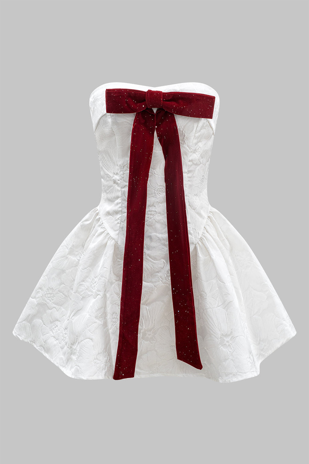 Jacquard Askısız Fiyonk Bağlamalı Mini Elbise